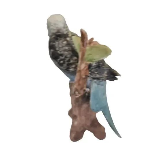 3 Schwabe Bird Figurines Multicolor  Handpainted Cardinal Wren Parakeet Signed - Picture 9 of 16